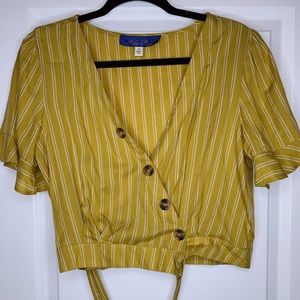 Francescas Yellow Ruffled Crop Top